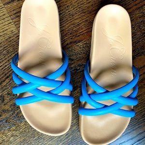 Jcrew slides in cornflower blue side 9.5 worn once!